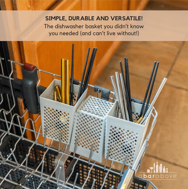 A Bar Above Dishwasher Basket for Reusable Straws and Small Bar Tools, Plastic Straw Basket for Washing Cocktail Picks, Stir Sticks, & Kitchen Accessories, Ideal for Home and Commercial Dishwasher use - Image 4